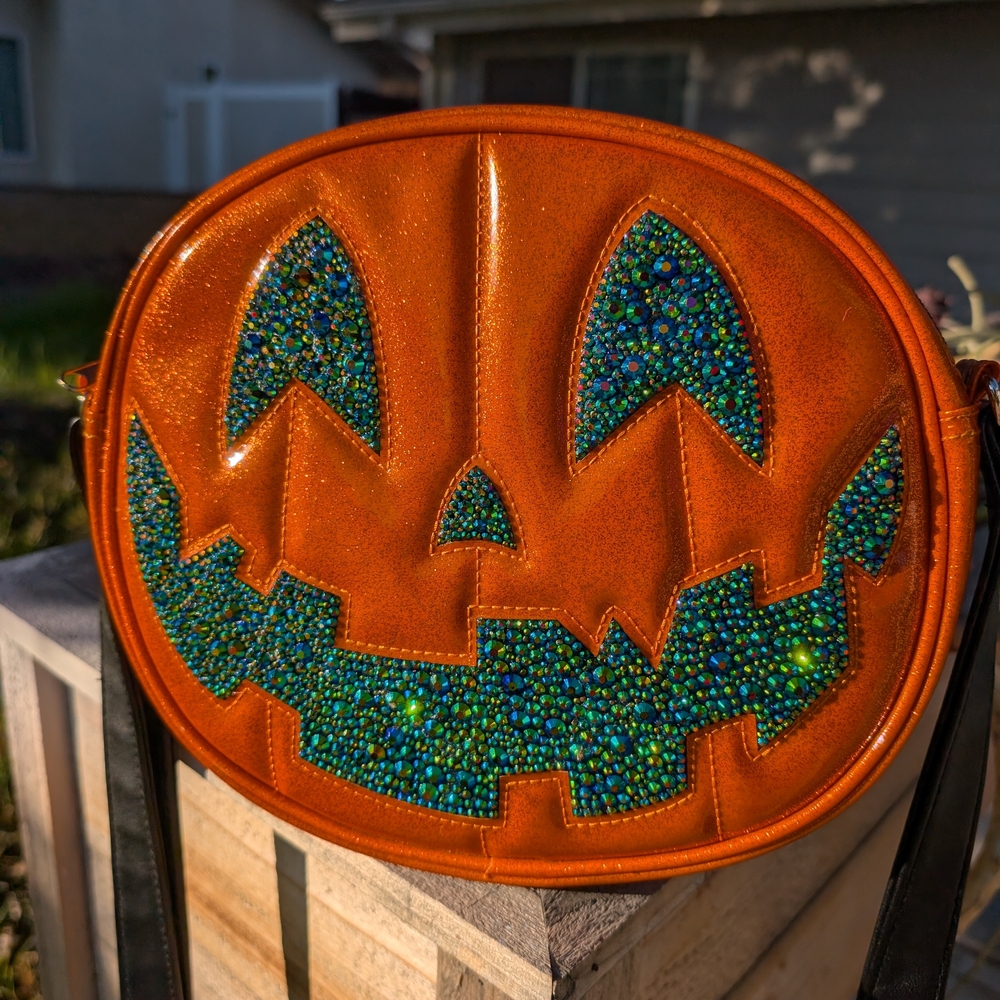 Orange Pumpkin Face Crossbody Bag